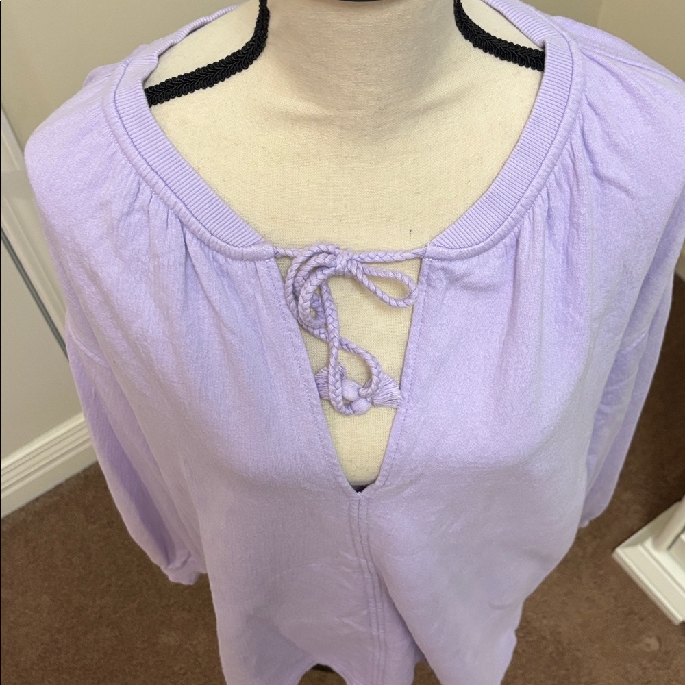 Aerie Light Purple Tie-Front Oversized Sweatshirt size Medium - Picture 2 of 7